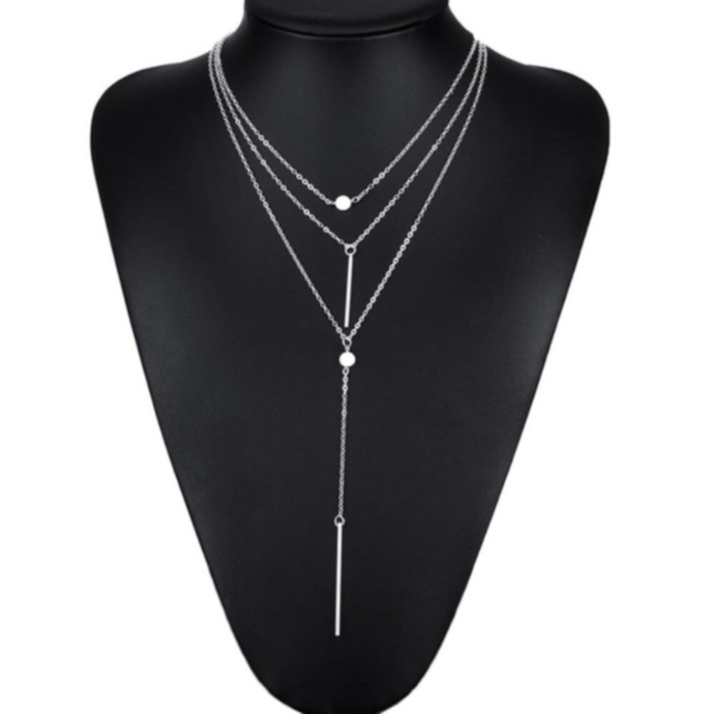 Silver layered Dainty Necklace Choker